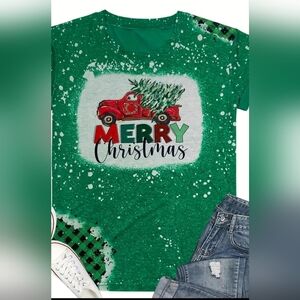 NEW! Women's Merry Christmas Truck Tee T Shirt- Size 14